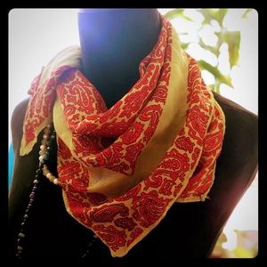 Green/red silk scarf, paisley patten